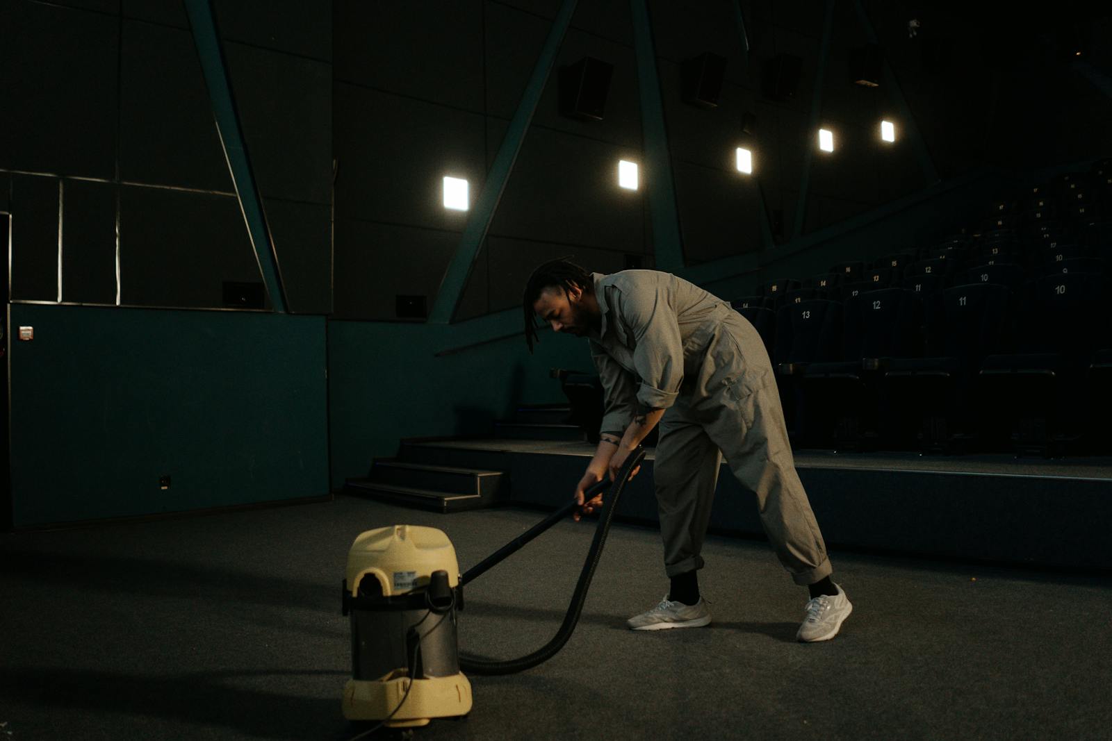 HCFS technician servicing a commercial venue after hours
